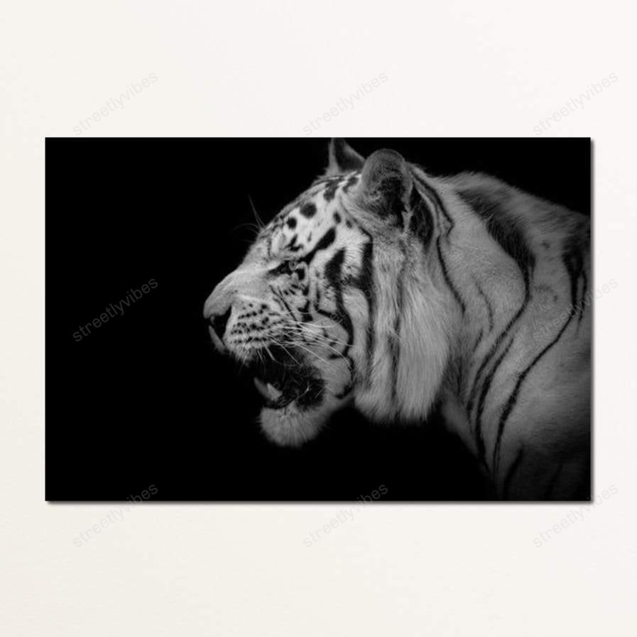 Black And White Tiger Profile Canvas