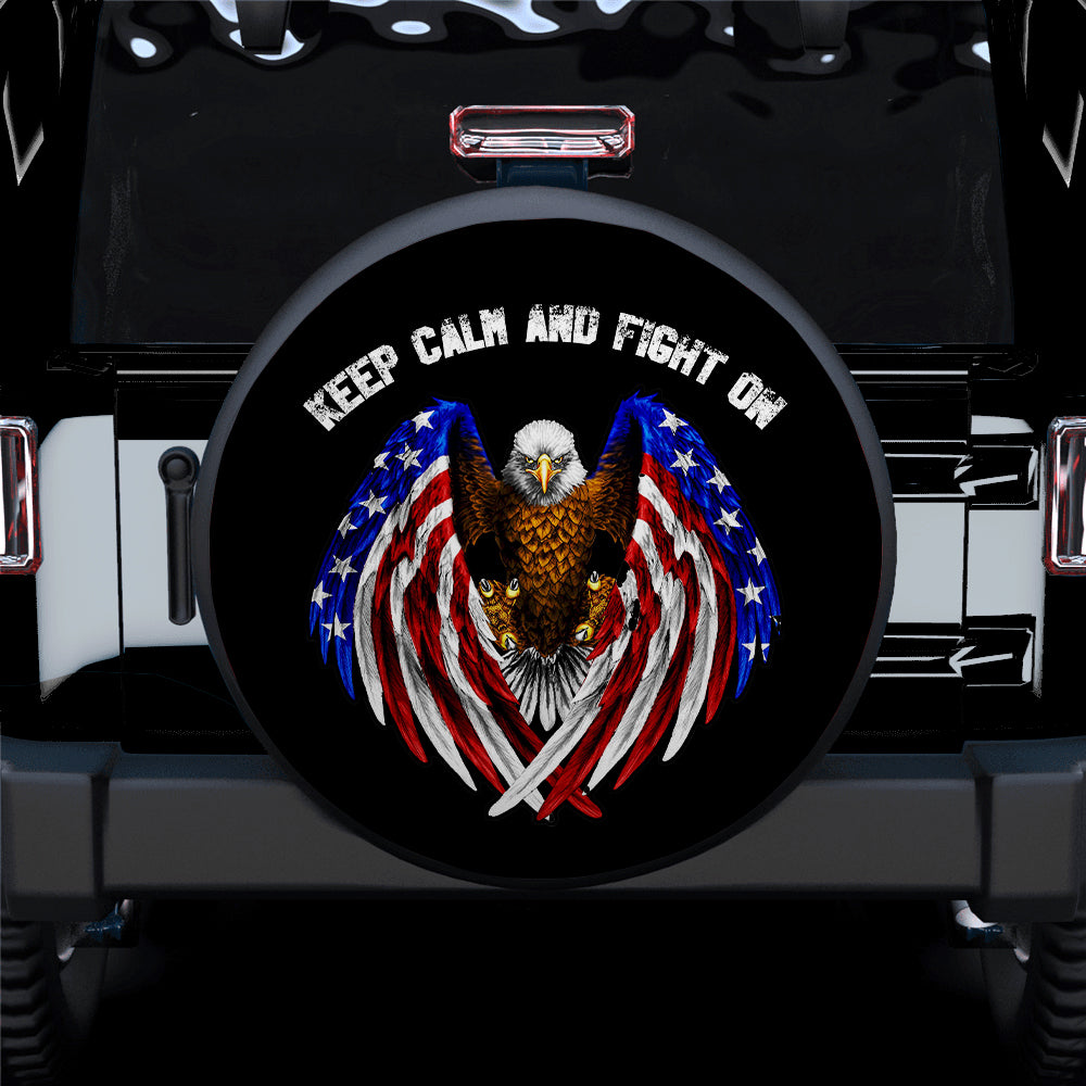 Keep Calm And Fight On Jeep Car Spare Tire Cover Gift For Campers