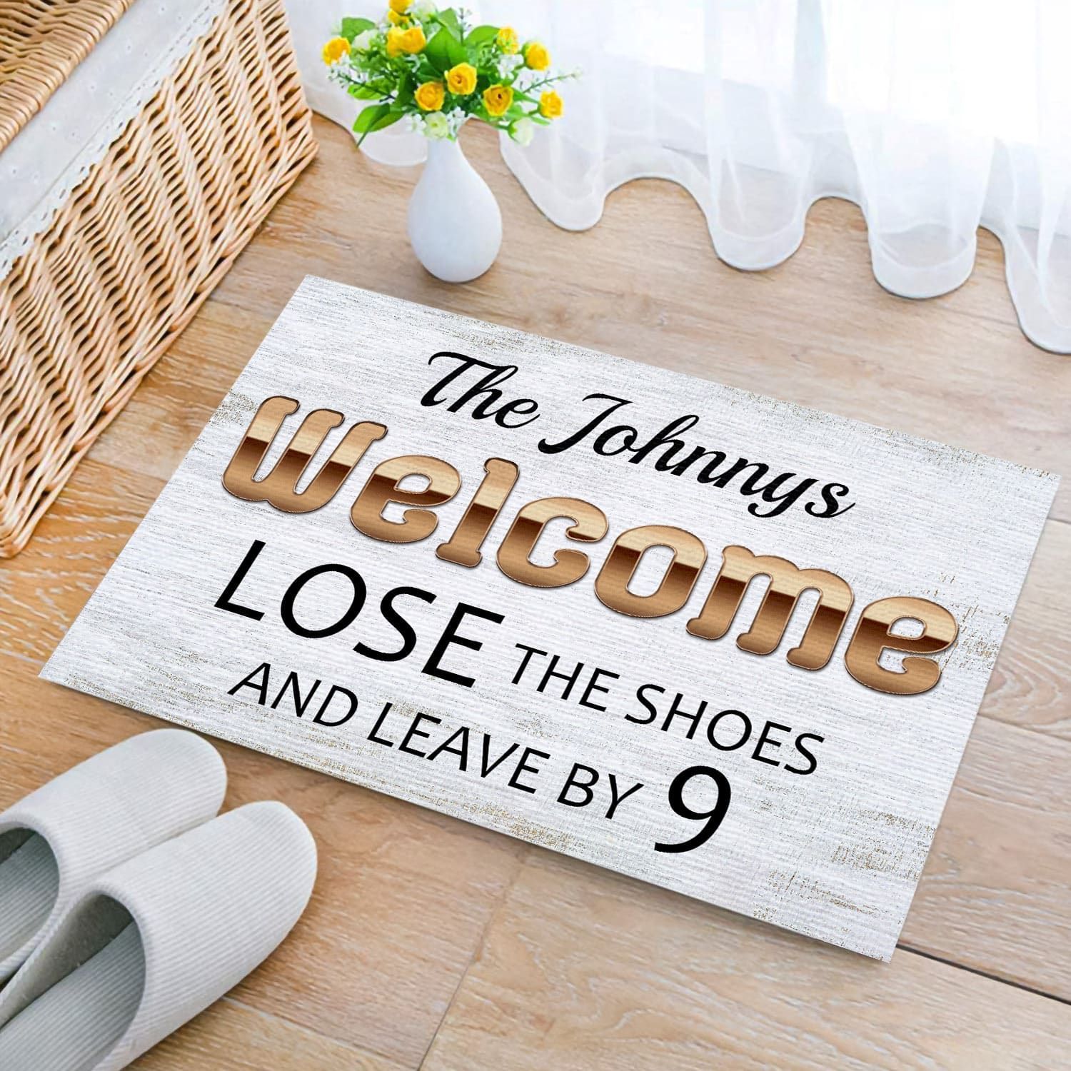 Personalized Custom Name Welcome Lose The Shoes And Leave By 9 Doormat Evg43556