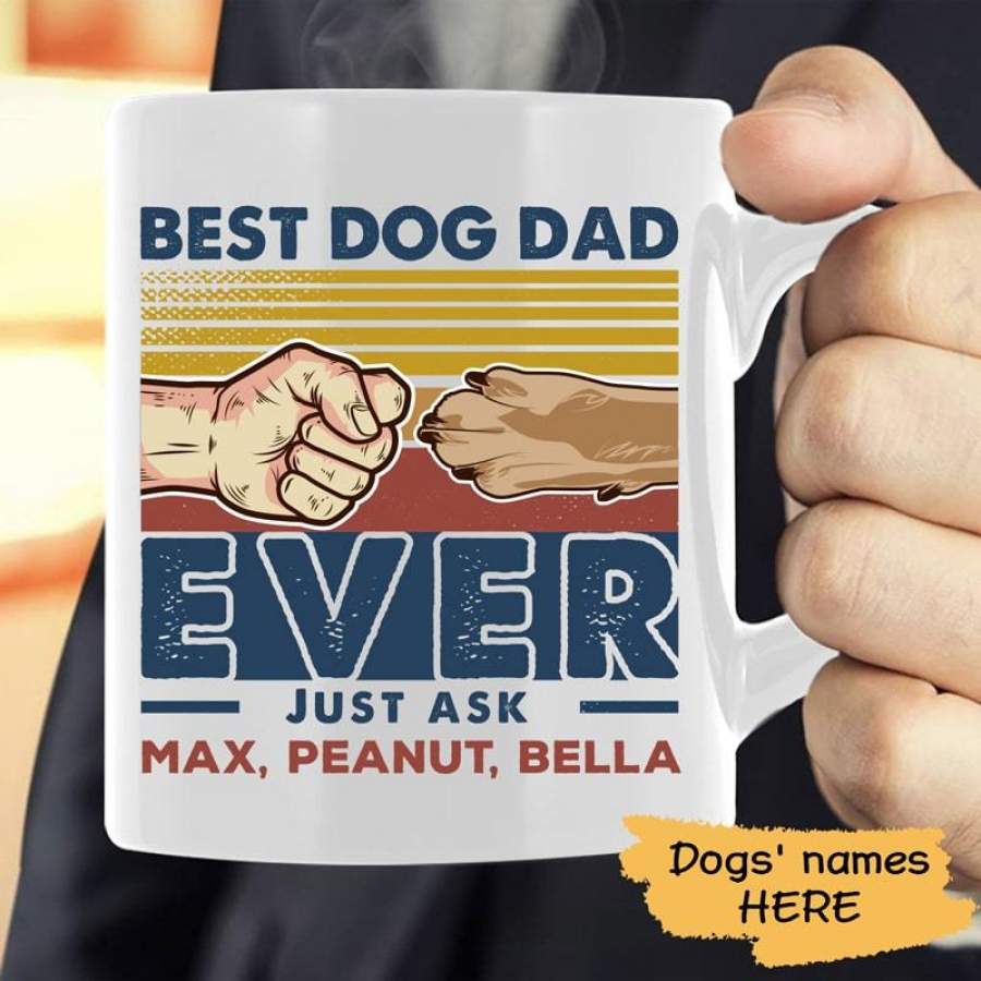 Best Dog Dad Just Ask Retro Personalized Mug