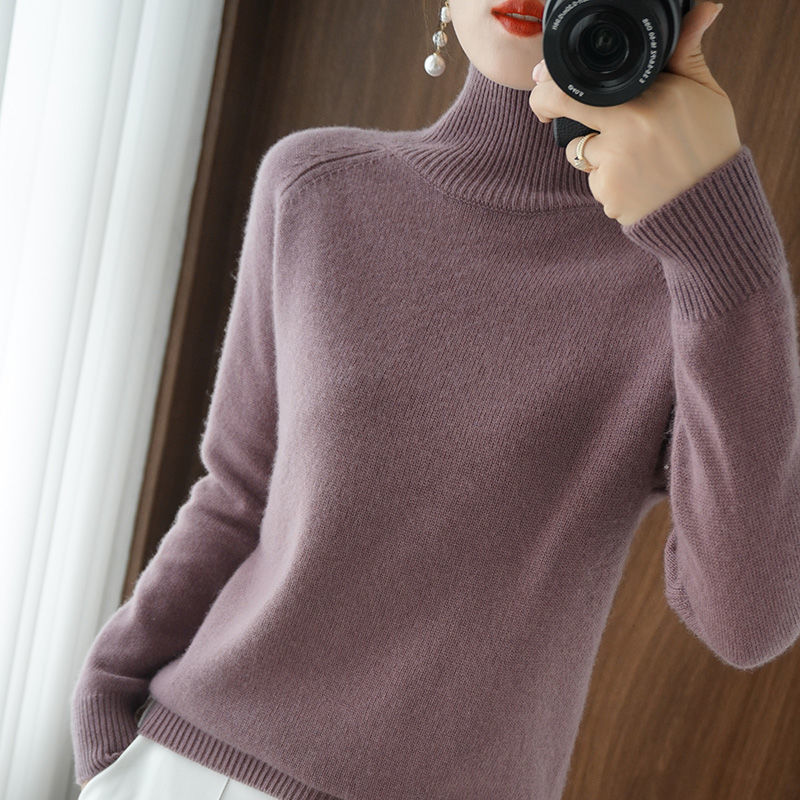 Turtleneck Cashmere Sweater Women 2022 Autumn Winter Solid Color Knitted Jumper Female Casual Basic Bottoming Pullover Sweaters alx