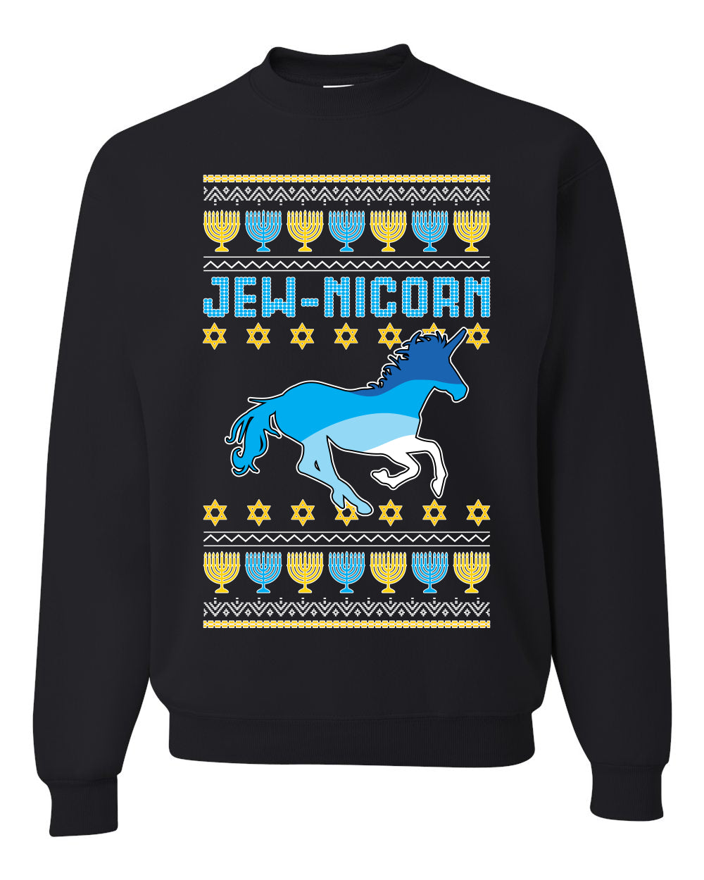 Jewnicorn Jewish Unicorn Funny Hanukkah Hanukkah Unisex Crewneck Graphic Sweatshirt