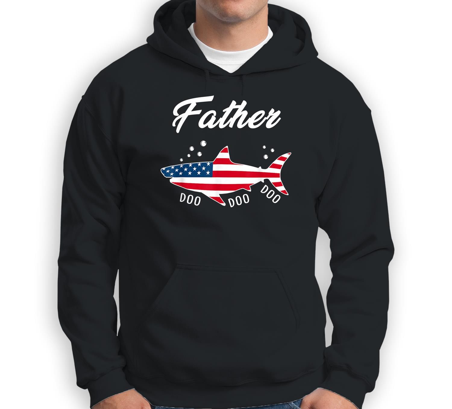 Mens American Flag Father Shark Patriotic 4Th Of July Gift Sweatshirt & Hoodie