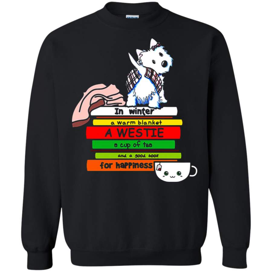 AGR In Winter A Westie Book And Tea For Happiness Sweatshirt