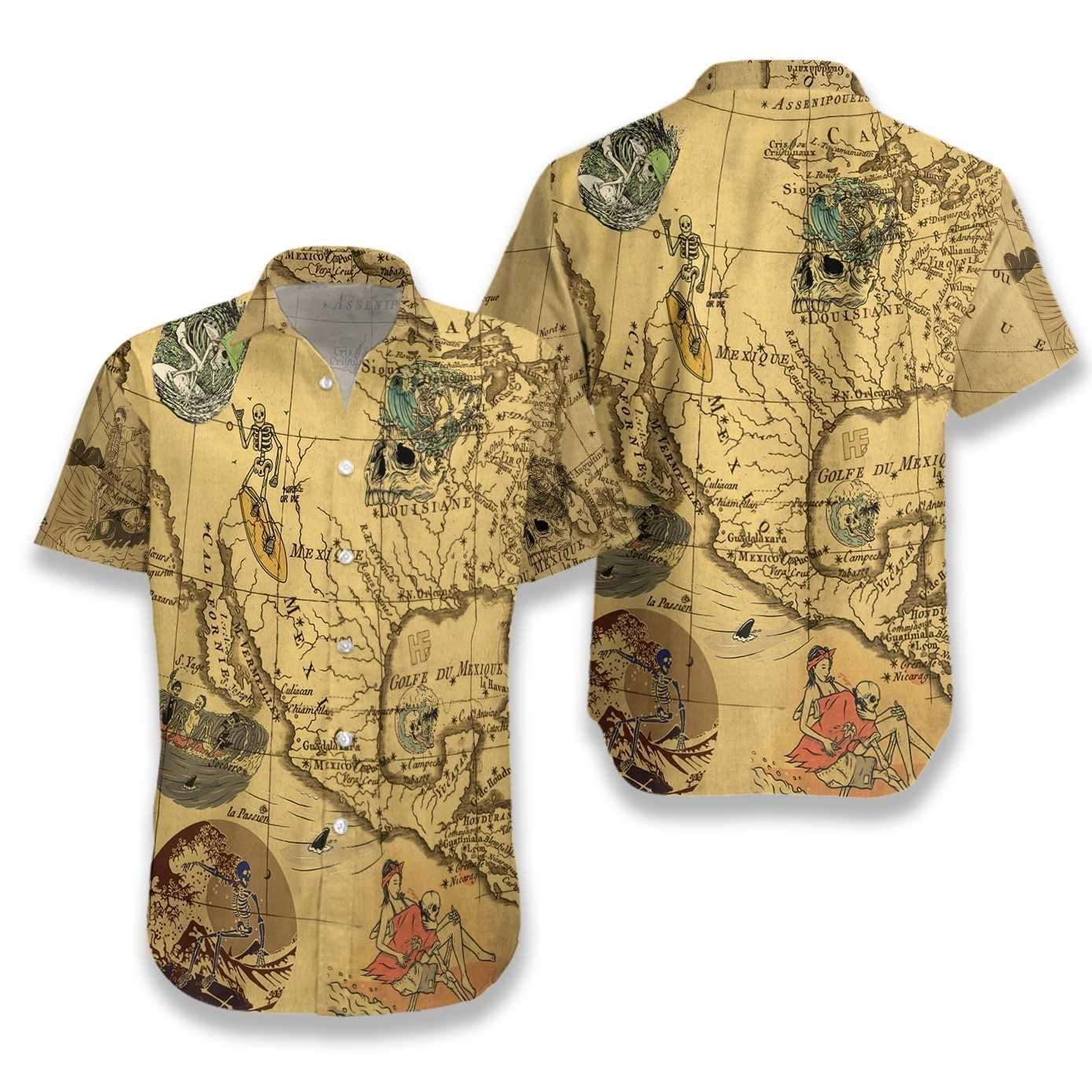 Cover Your Body With Amazing Skeleton Surfing Hawaii Aloha Shirts Ha27874