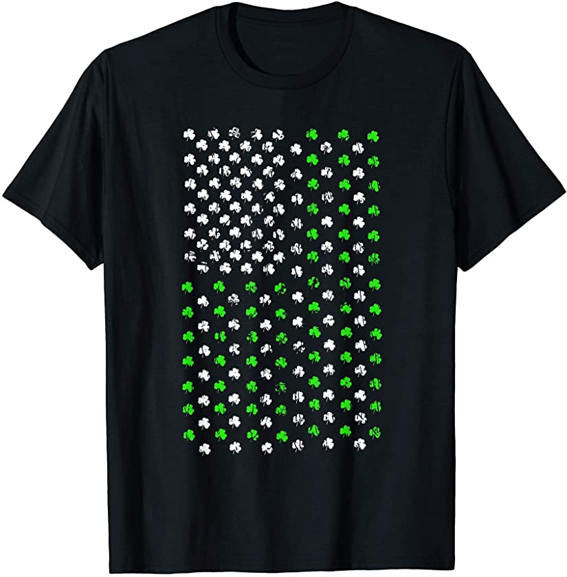 American Flag St Patricks Day T Shirt Vintage Irish Luck T-Shirt