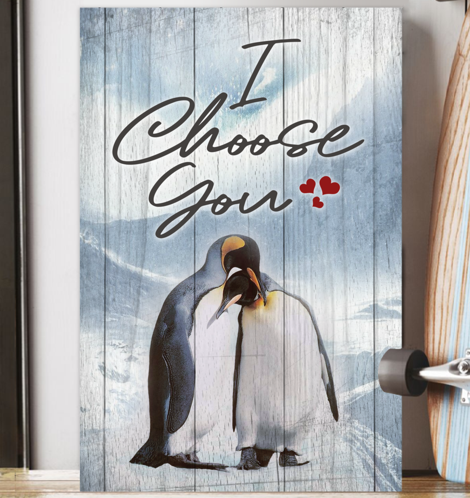 Penguin I Choose You Quote Only Matte Canvas