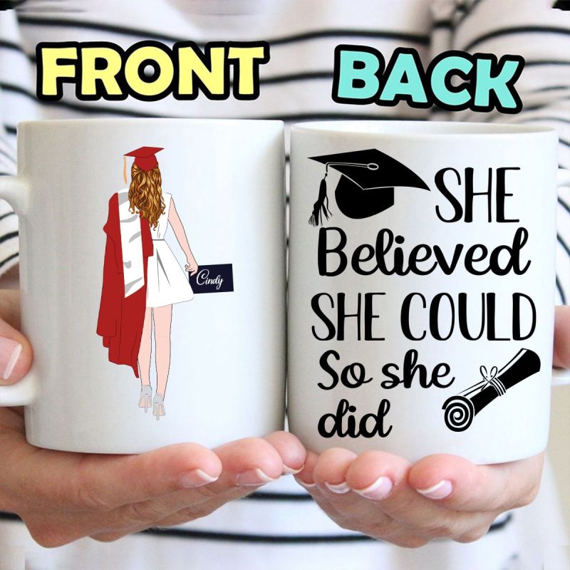 So She Did – Senior 2021 – Personalized Custom Coffee Mug – Graduation Gifts For Daughter