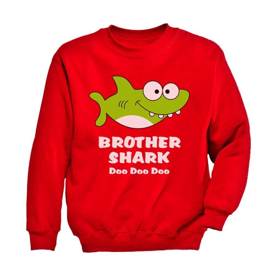 Brother Shark Doo Doo Gift For Big Brother Youth Kids Sweatshirt