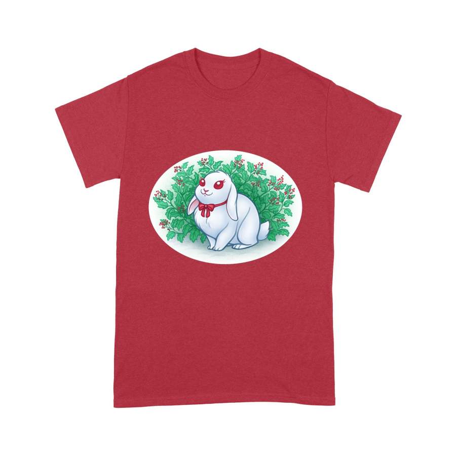 Christmas Gift Idea A White Rabbit In Lots Of Holly Leaf – Standard T-shirt