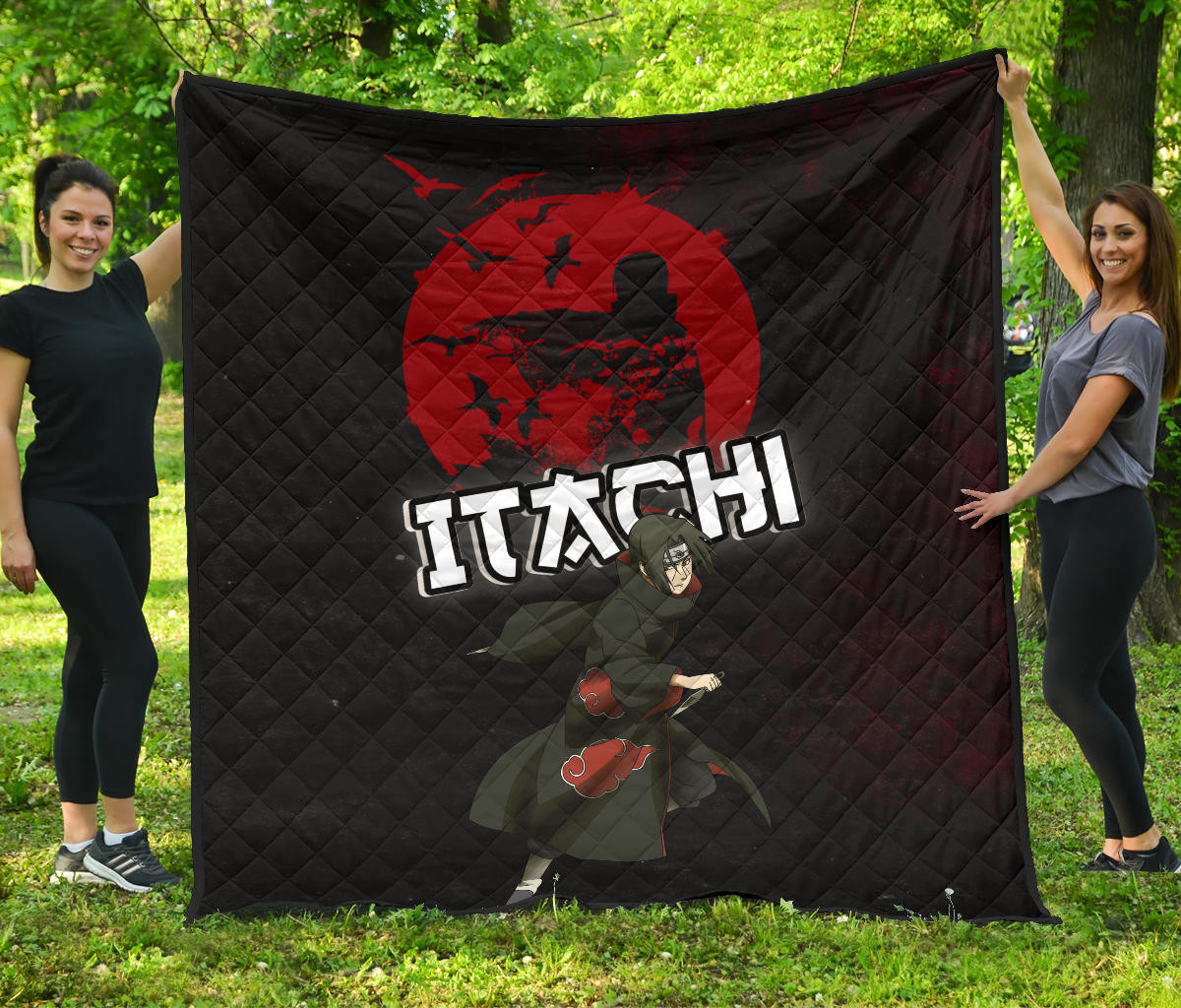 Naruto Anime Itachi Uchiha Crow Fading Silhouette Premium Quilt Blanket