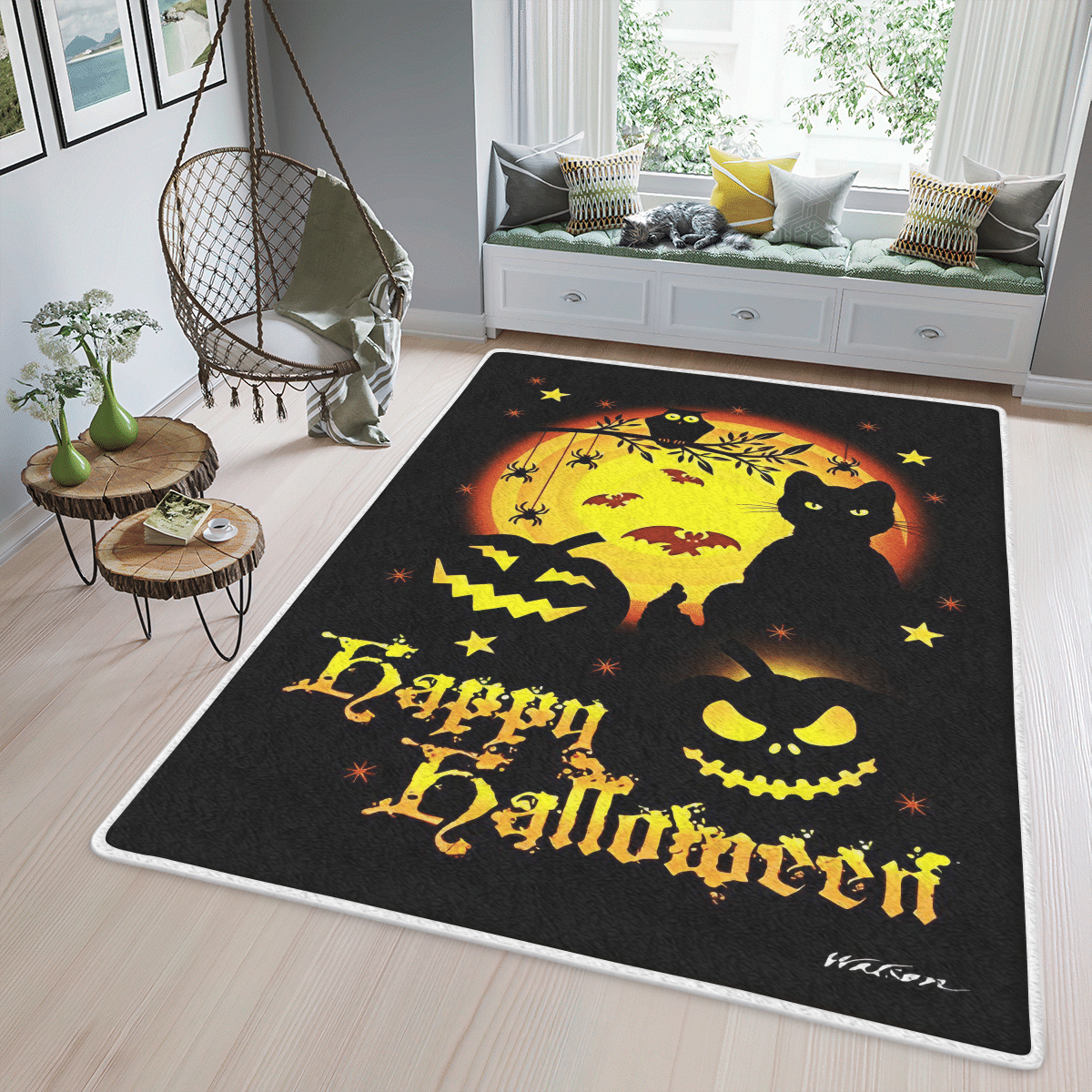 Wooni Happy Halloween Area Rug, Rectangle Rug Wn14022215