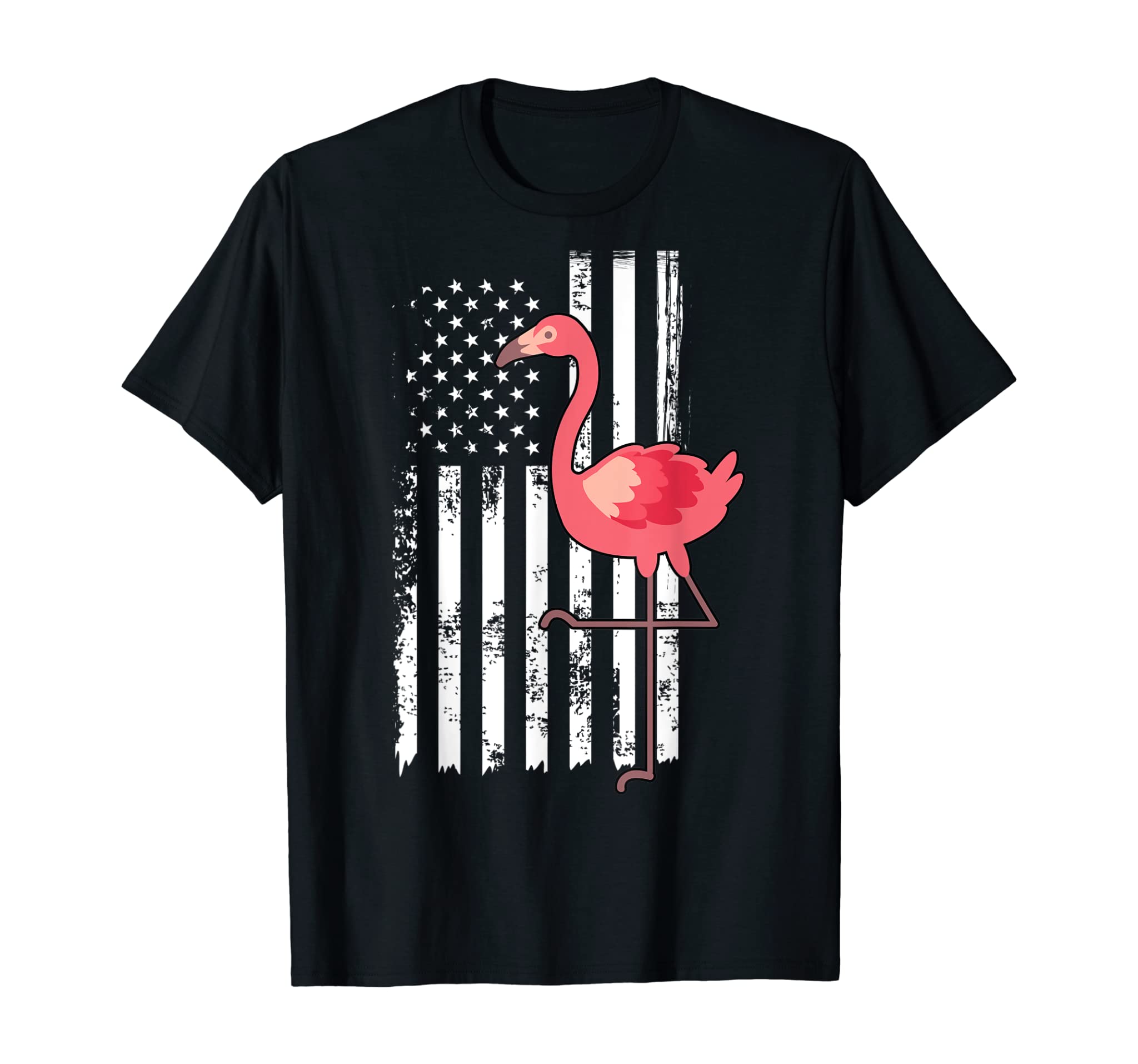 American Flag Pink Flamingo Independence Day T Shirt USA T-Shirt