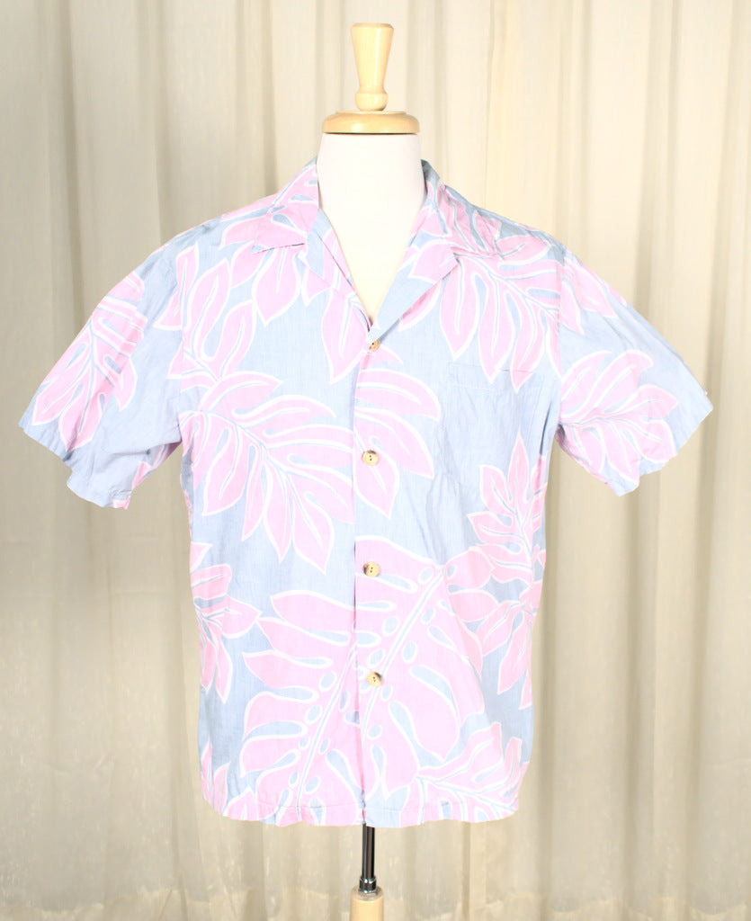 80s 1960s Pastel Palms Vintage Shirt