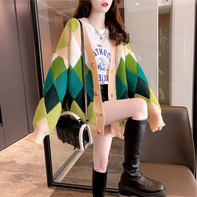 2022 Clothing Jacket Female Early Spring Autumn New Loose Korean Version Super Fire Knit Cardigan Thickening Tide Sweater Mujer alx