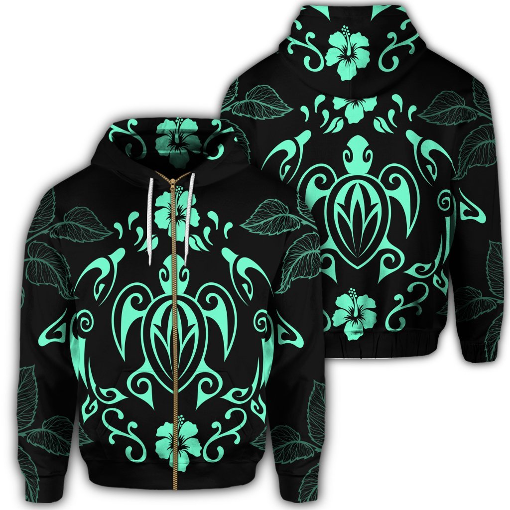 Hawaii Honu Turtle Dolphin With Plumeria Zip Hoodie – AH – J4R