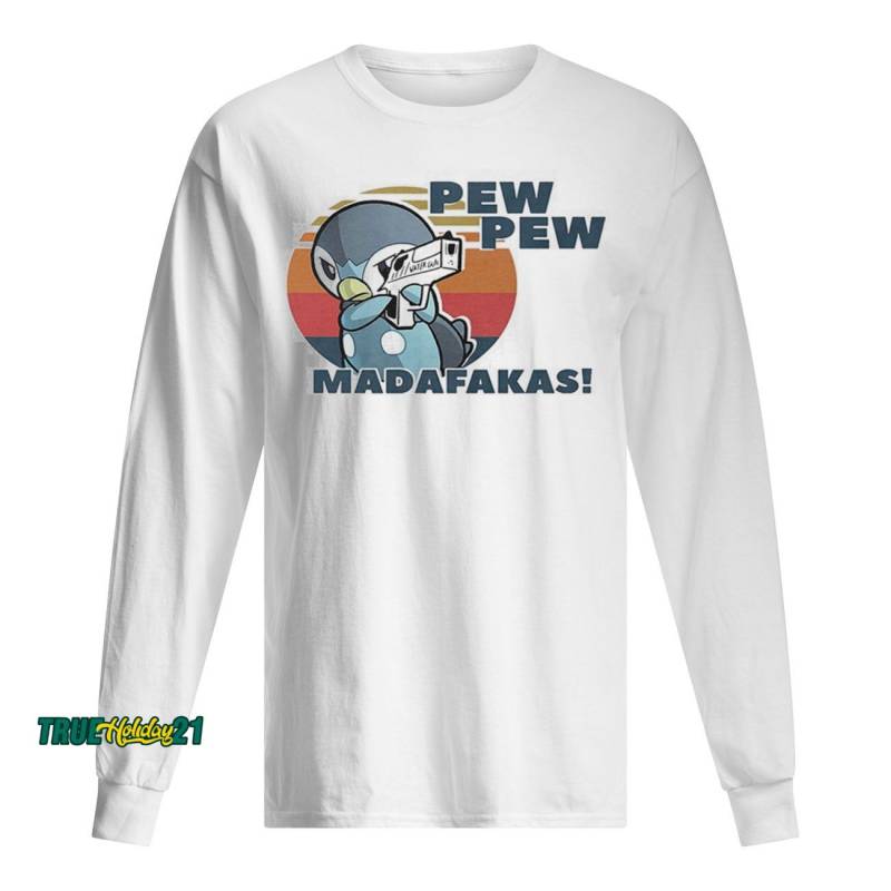 Penguin pew pew madafakes vintage retro shirt Men’s Long Sleeved T-Shirt