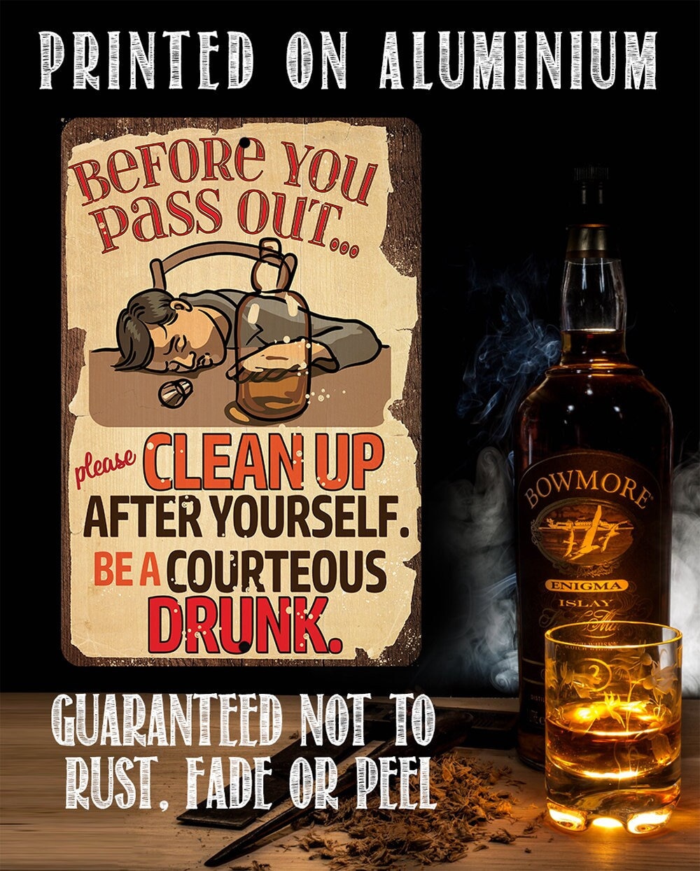 Before You Pass Out, Please Clean Up – Durable Metal Sign – 8″ x 12″ or 12″ x 18″ Aluminum Tin Awesome Metal Poster