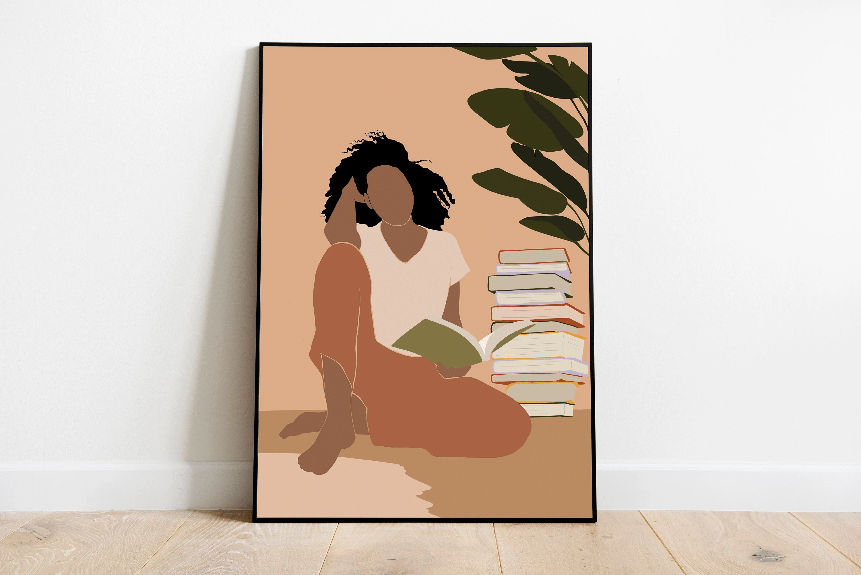 Black Woman Poster Canvas – Boho Art African American Art Girl Reading Book Art Home Decor Wall Art Evg81754