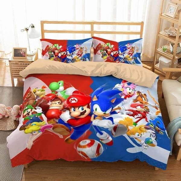 3D CUSTOMIZE MARIO  SONIC BEDDING SET DUVET COVER SETBEDROOM SET BEDLINEN