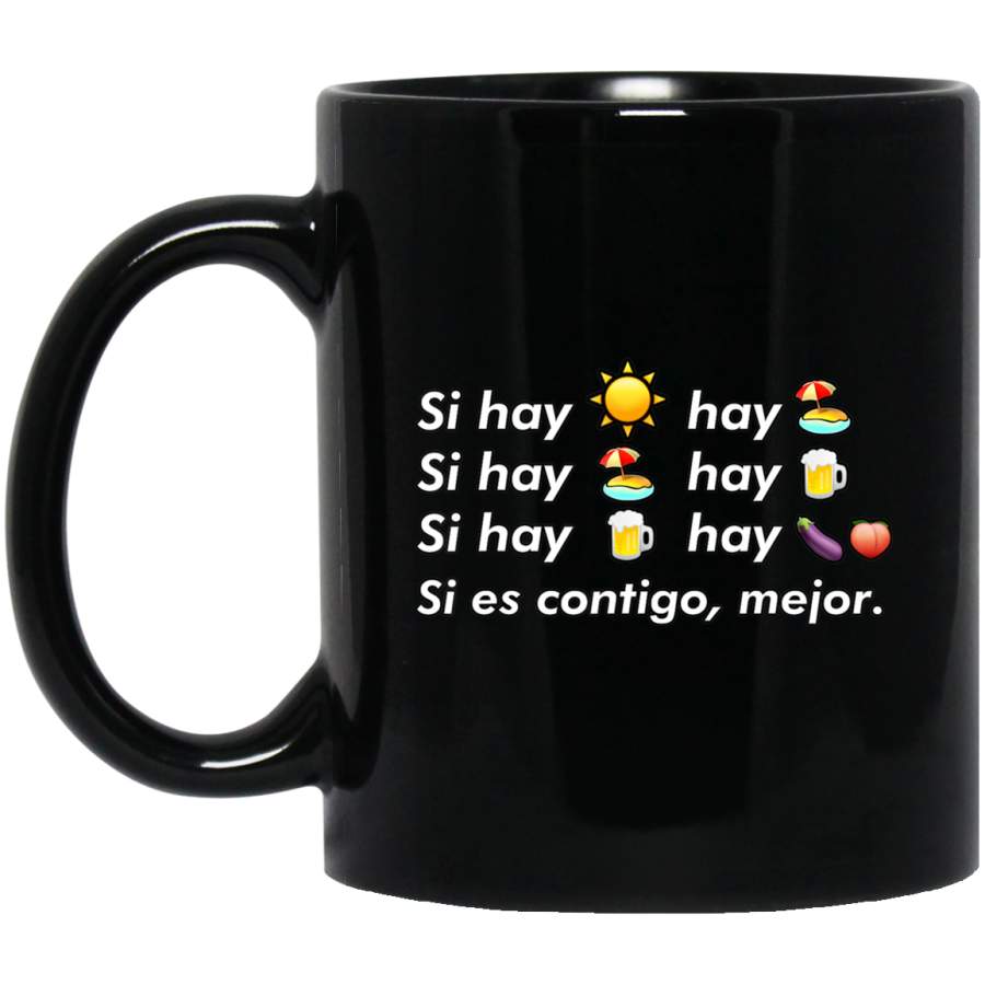 Si hay playa hay alcohol – Callaita Trap Bunny Emoji Coffee Mug