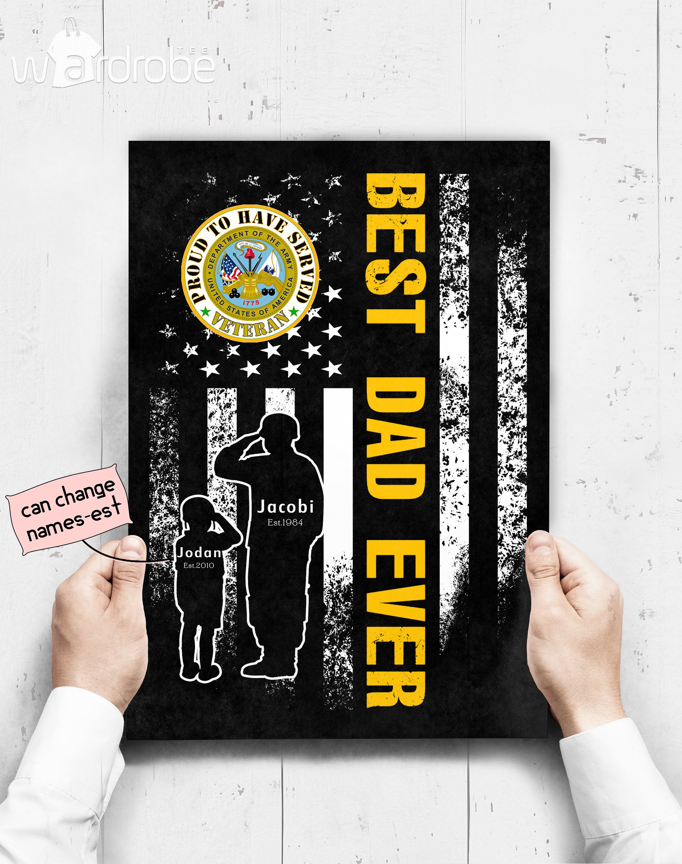 Personalized Father’s Day Gift Custom Poster Prints Wall Art Dad And Son Proud To Have Served Veteran 1