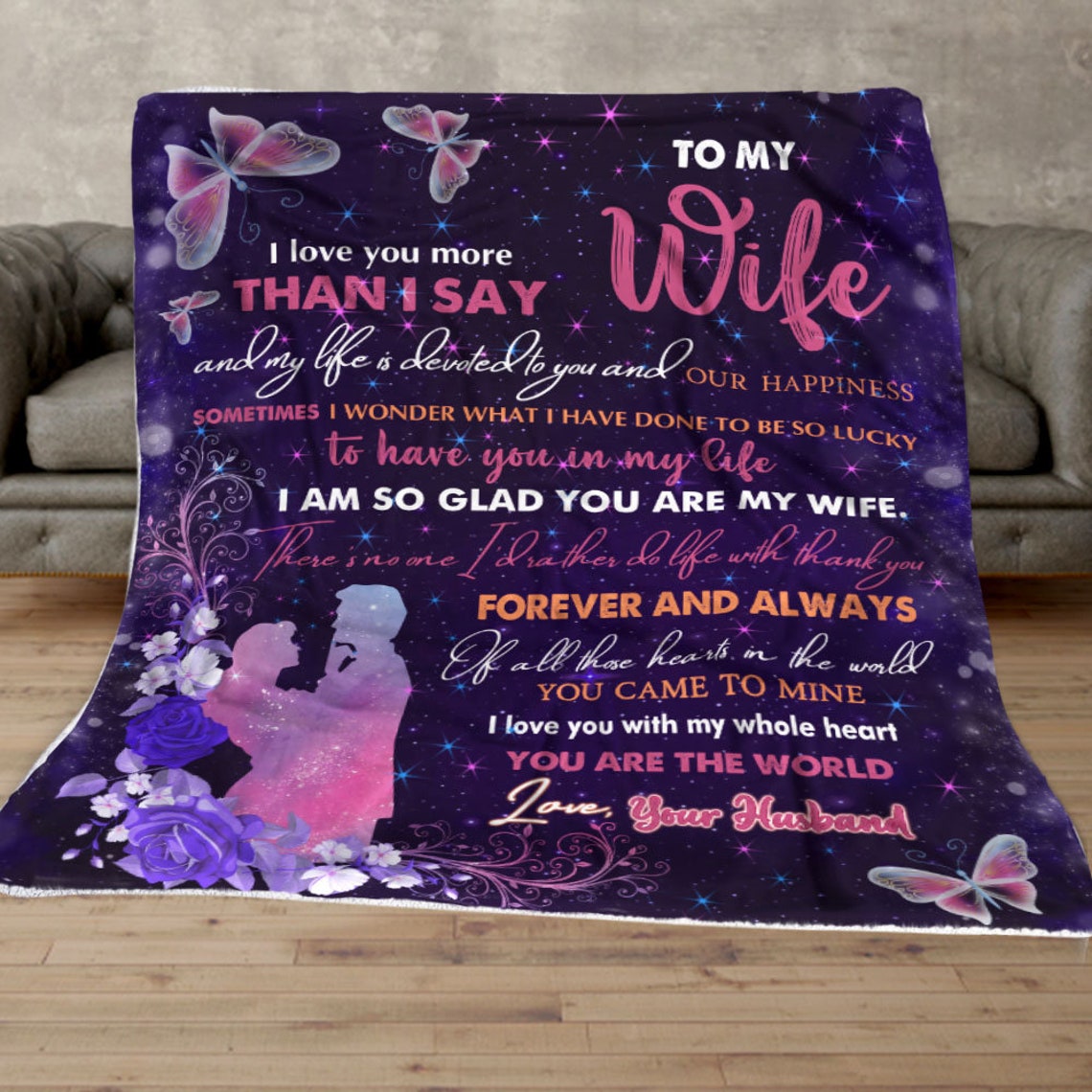 To My Wife I Am So Glad You Are My Wife Fleece Blanket Gift For Wife Couple Valentine’S Day Home Decor Bedding Couch Sofa Soft And Comfy Cozy