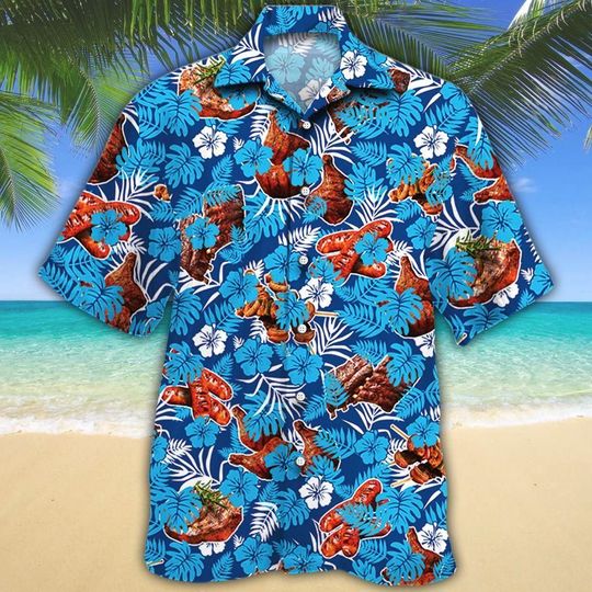 Bbq Lovers Blue Floral Aloha Hawaii Shirt For Men Women Ha24445