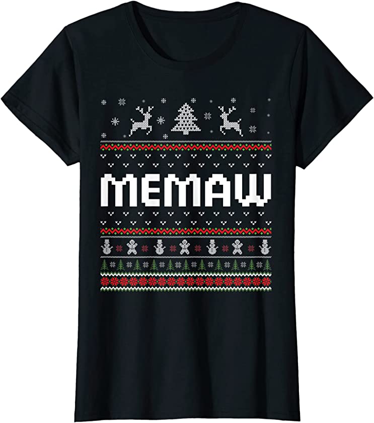 Womens Memaw Ugly Holiday Party Matching Ugly Christmas Sweater T-Shirt