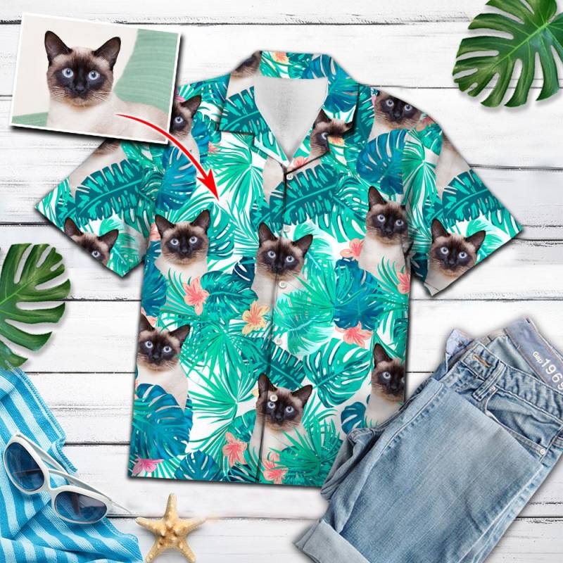 Custom Tropical Cat Face Hawaii Shirt Ha11443