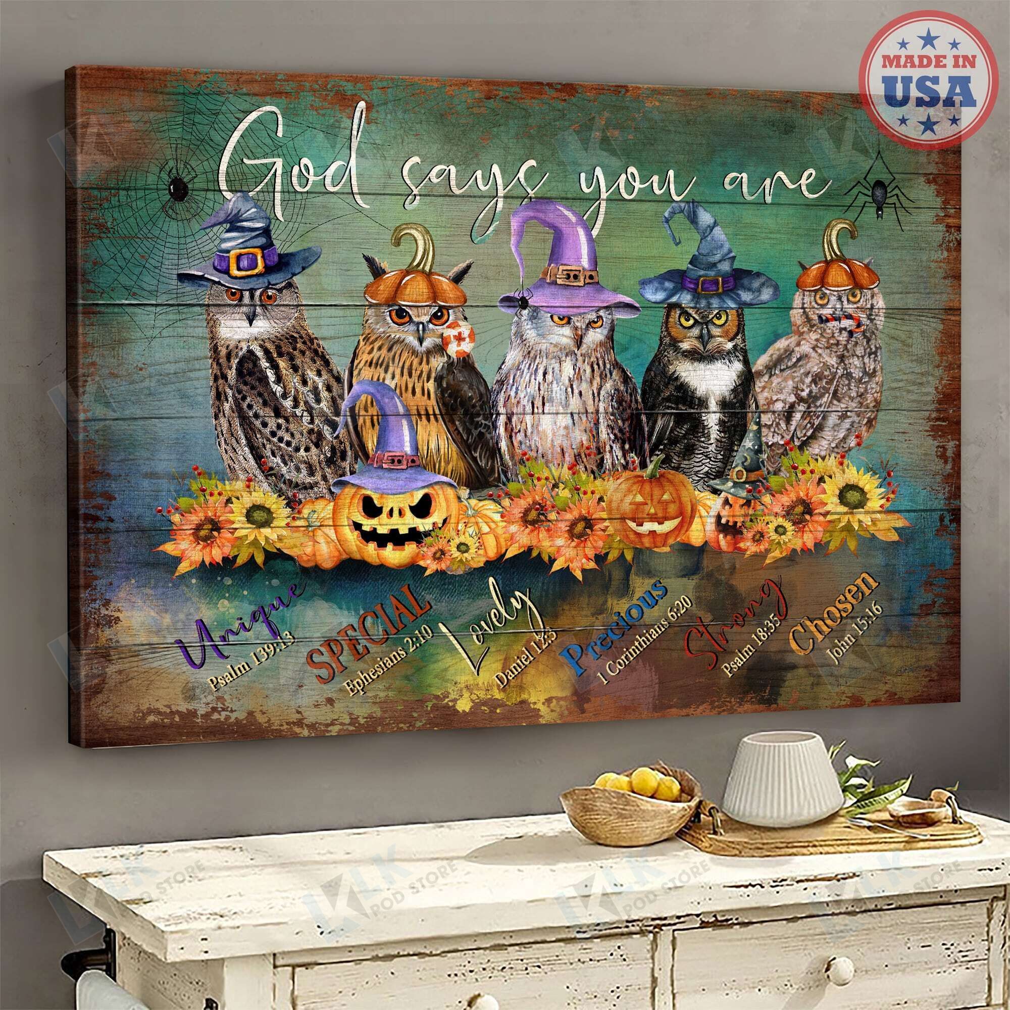 Canvas God Says You Are – Owl Halloween [Id3-D]| Framed, Best Gift, Pet Lover, Housewarming, Wall Art Print, Home Decor