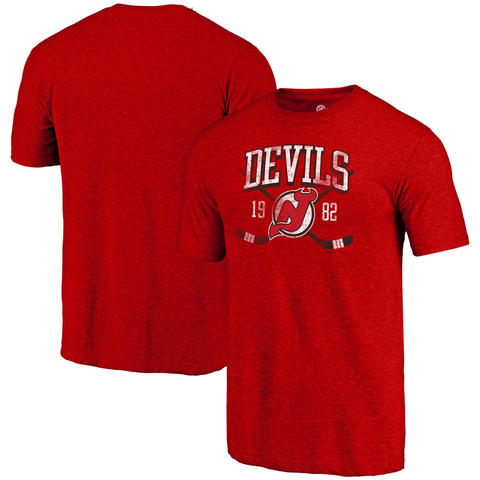 Men’S Fanatics Branded Heathered Red New Jersey Devils Line Shift Tri-Blend T-Shirt