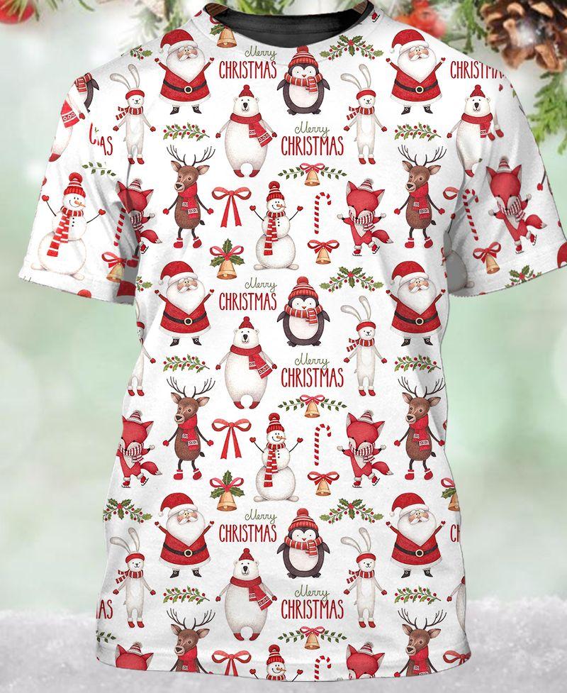 Snowman Reindeer 3D Gift For Christmas Holiday 3D Tshirt