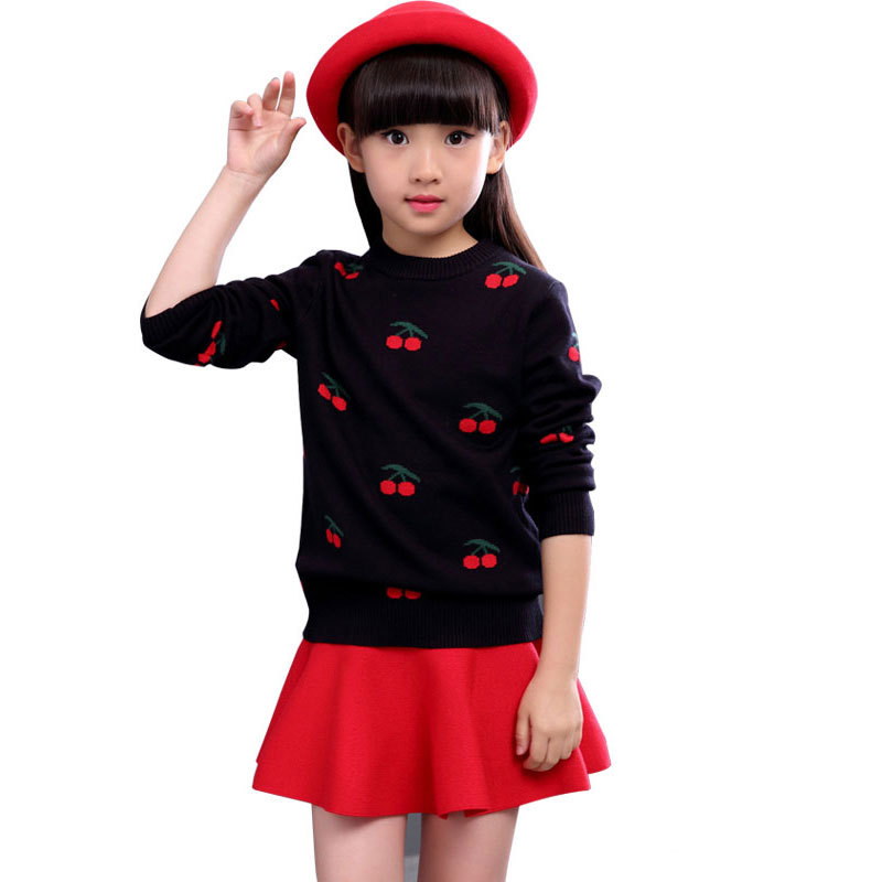 2021 Autumn Winter Cotton Sweater Top Girls Baby Kids pullover Cartoon Sweaters wear Coats Children Clothing 6 8 10 12 years alx