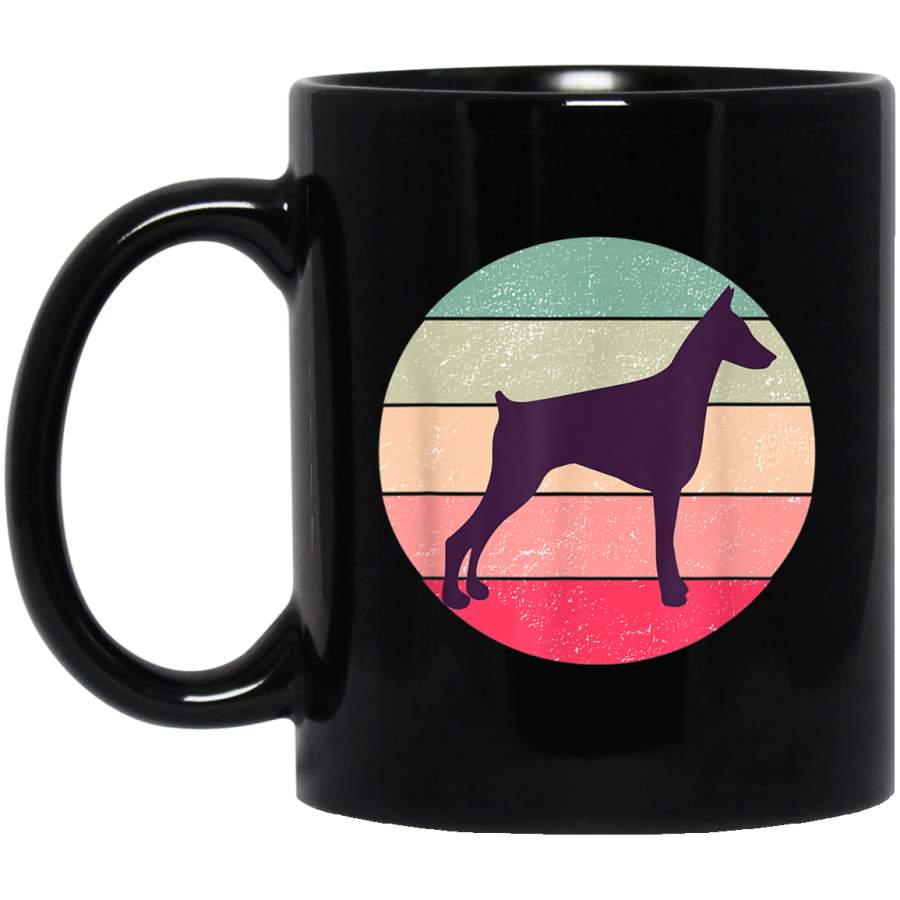 Doberman Pinscher Vintage Retro Dog Lover Women Girls 11 oz 15 oz Mug Black