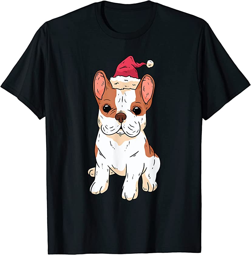 Bulldog Santa Hat Christmas Pajama Dog Puppy Doggie Xmas T-Shirt