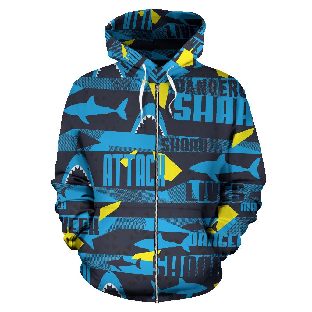 Shark Dangerous Zip Up Hoodie