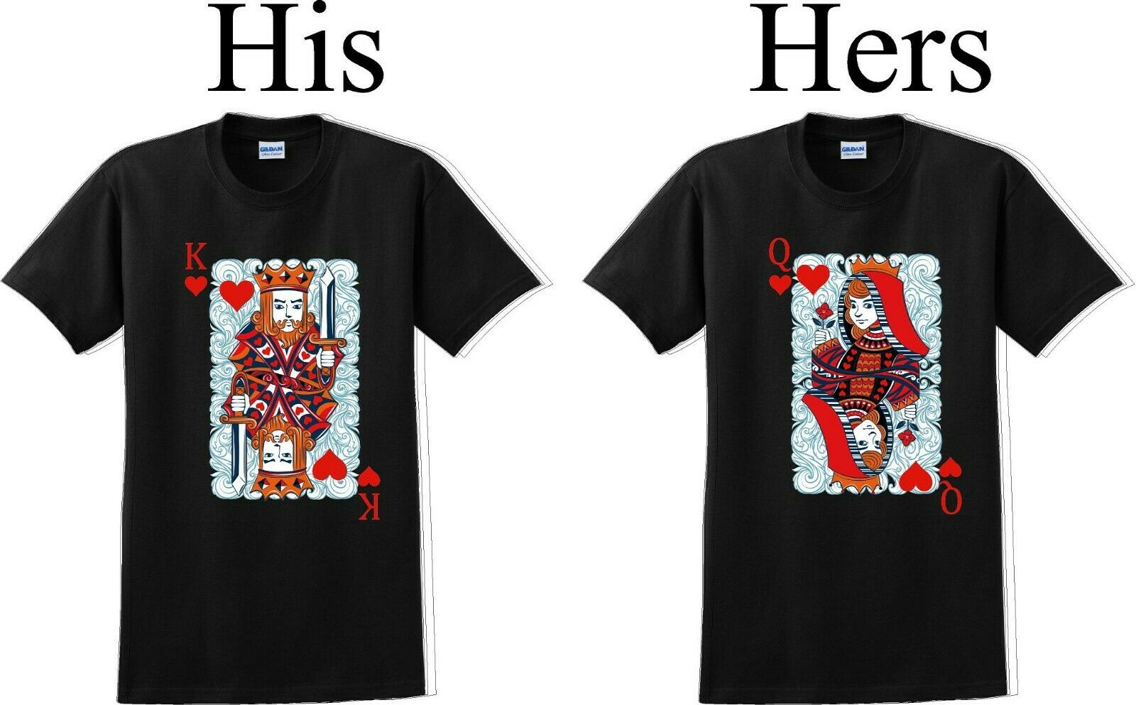 King/Queen Card  -Couples Shirts-V- Day Shirts-Sold Individually