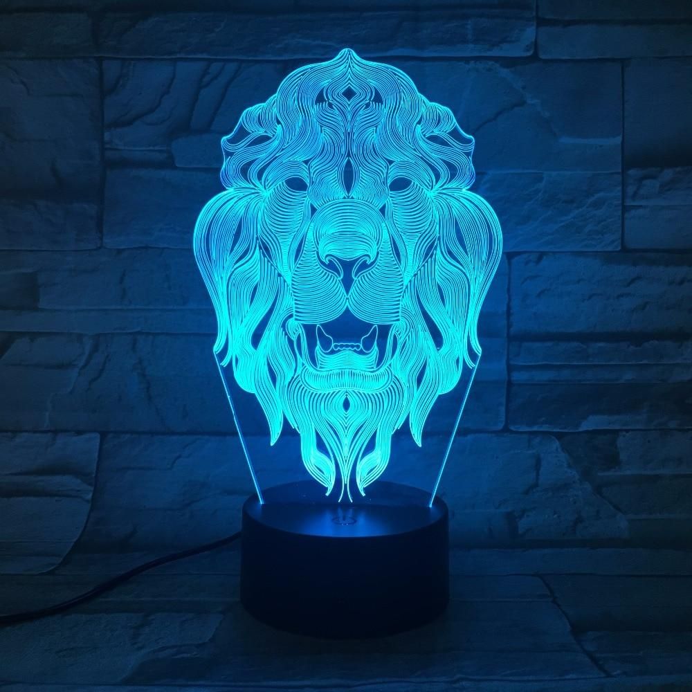 Awesome Lion Head Portrait Pattern 3D Illusion Night Light Led Light