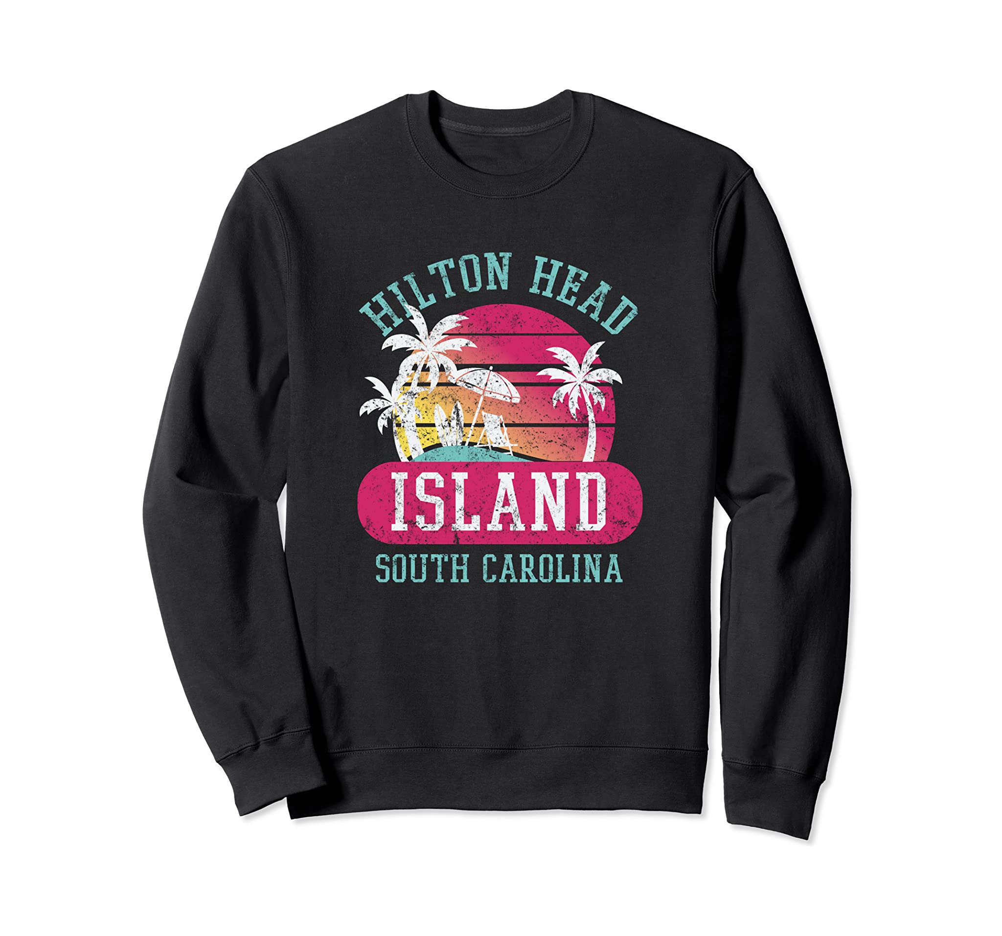 Vintage Hilton Head SC Beaches Novelty Art Graphic Design Sweatshirt