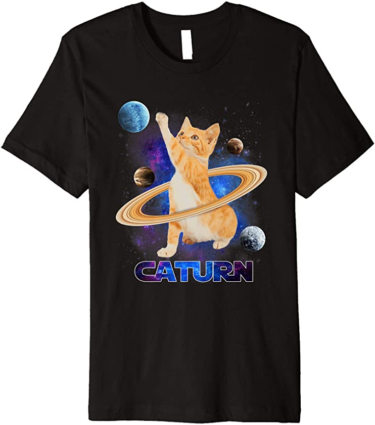 Cat In Space Caturn Saturn Galaxy Funny Kitten Cat Lover Premium T-Shirt