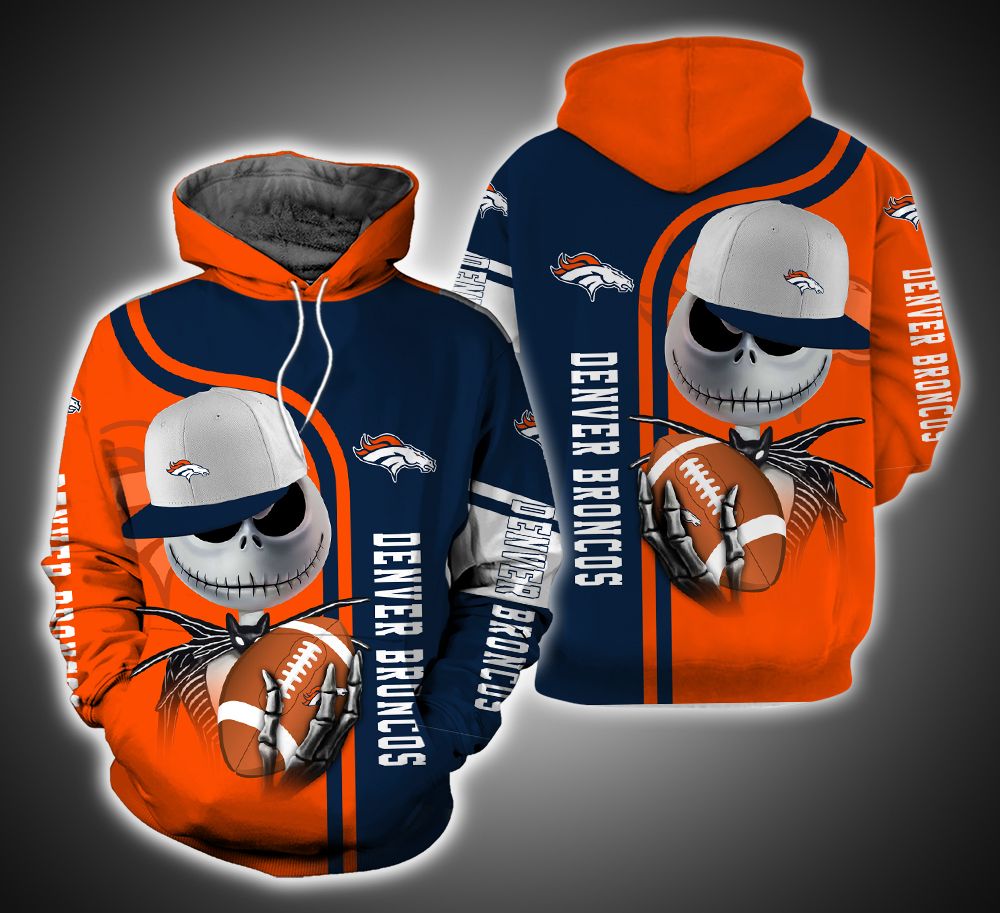 Denver Broncos And Jack Skellington TA01 3D Printed Hoodie