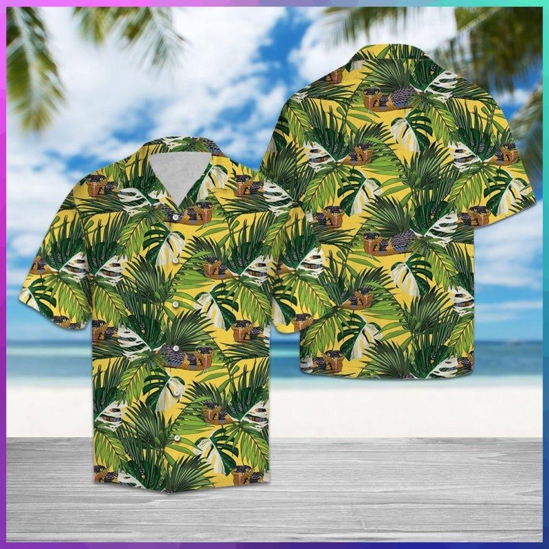 Hiding Snake Green Yellow Nice Design Hawaii Shirt Ha21424