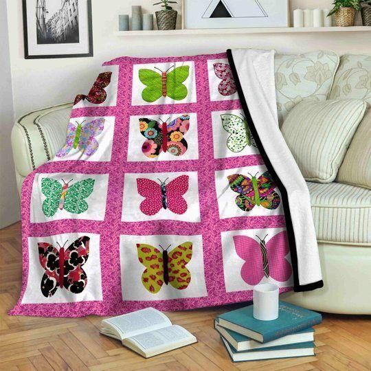 Butterfly Special Colorful In Frame Fleece Blanket, Sherpa Blanket, Gift For Aunt Gift For Parent, Family Member, Friends Gift, Christmas Gift, Home Decor, Home Living