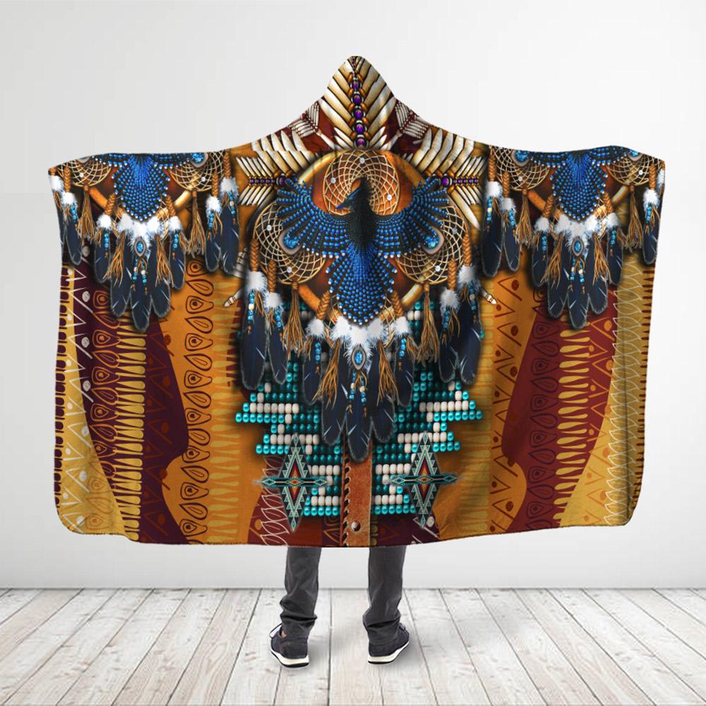 Native American Style 3D All Over Printed Thunder Bird Symbol – Hooded Blanket