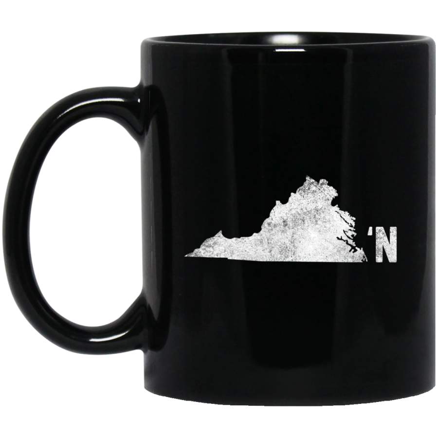 Vintage Virginia Apostrophe N State Map Outline 11 oz 15 oz Black Mug