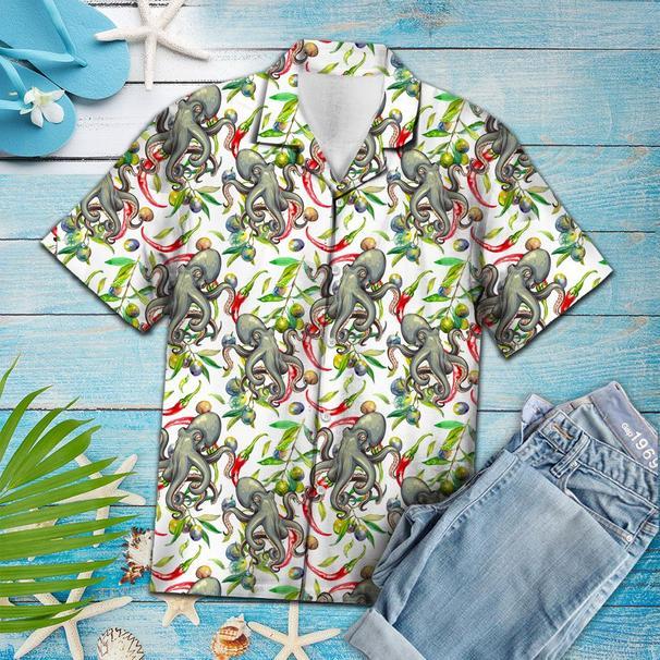 Hot Chili Peppers And Octopus Tropical Hawaii Shirt 131 Ha98849