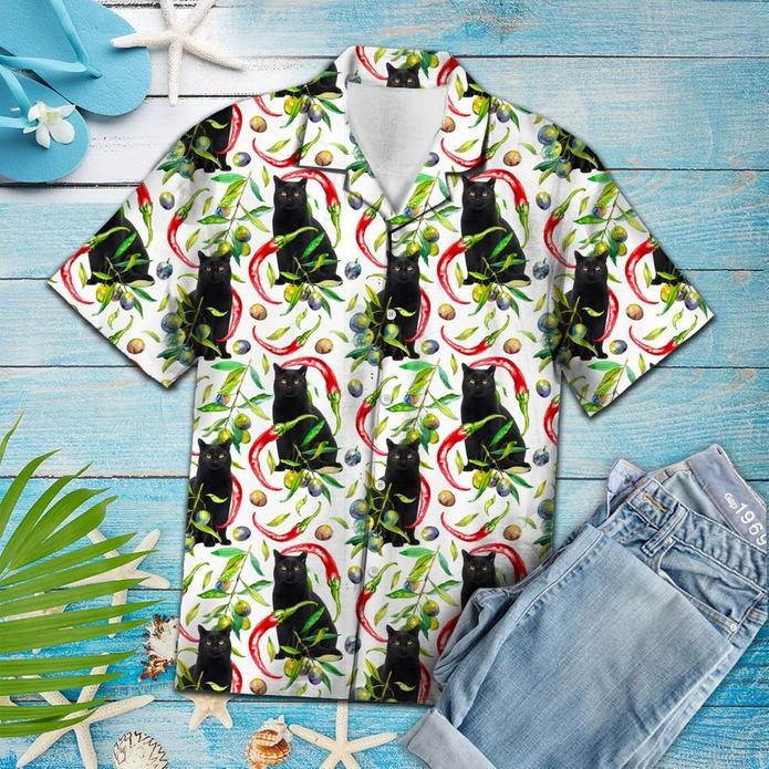 Hot Chili Peppers And Black Cat Tropical Hawaii Shirt 131 Ha109951