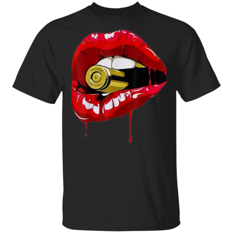 Tee Red Lips Teeth Gold Bullet Yell Vintage TShirt