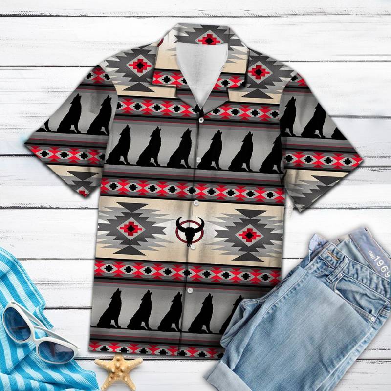 Wolf Native Pattern T1707 – Hawaiian Shirt